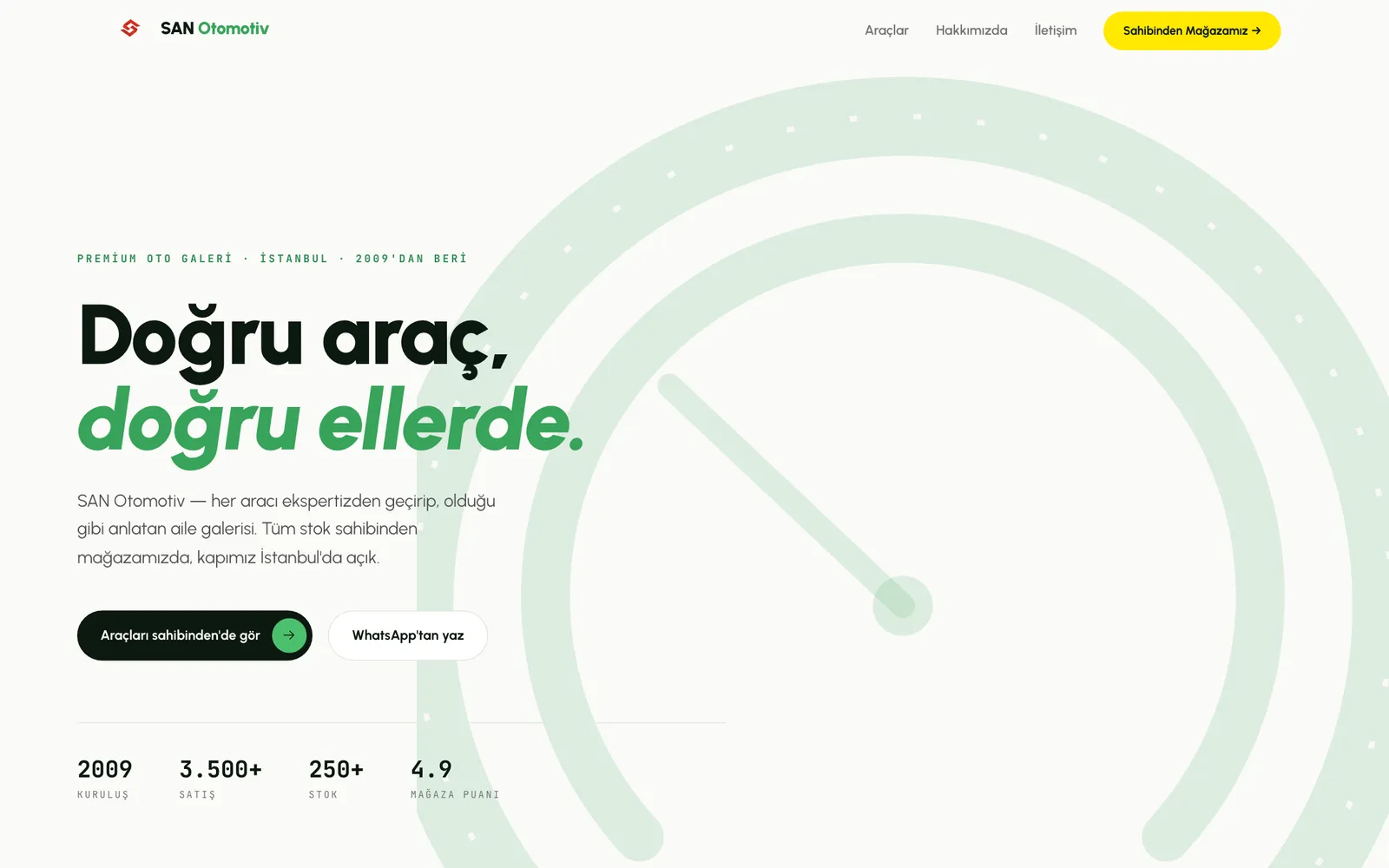 SAN Otomotiv web sitesi ana sayfası